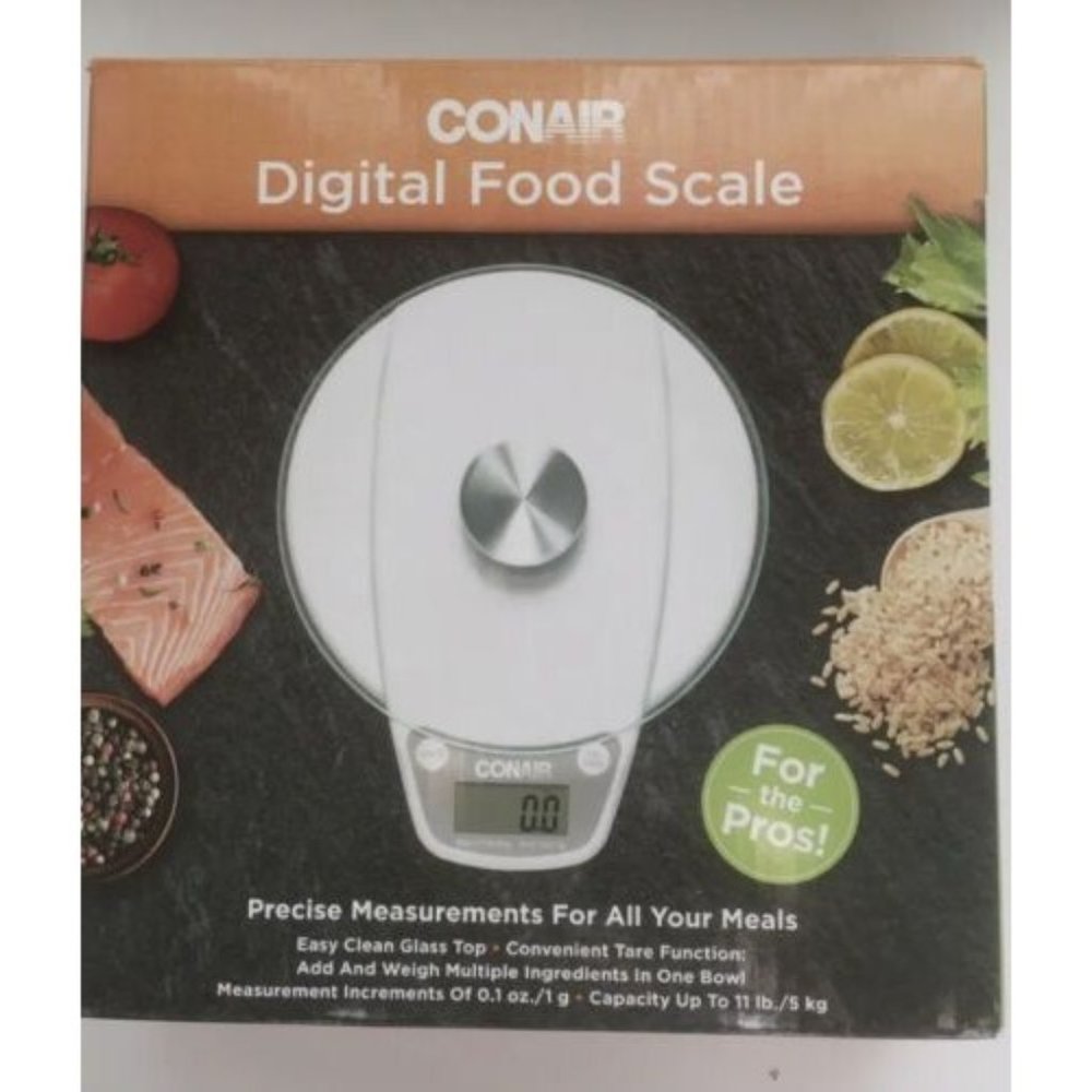 CONAIR Professional DIGITAL FOOD SCALE Glass Top Up To 11 lbs CNF130 NEW In BOX